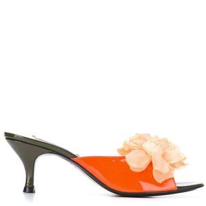 Leandra Medine Patent Leather Floret Mules, New